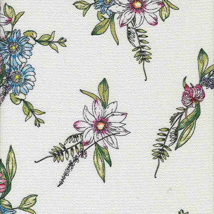 Koshibo Fabric,White Blue Floral Print